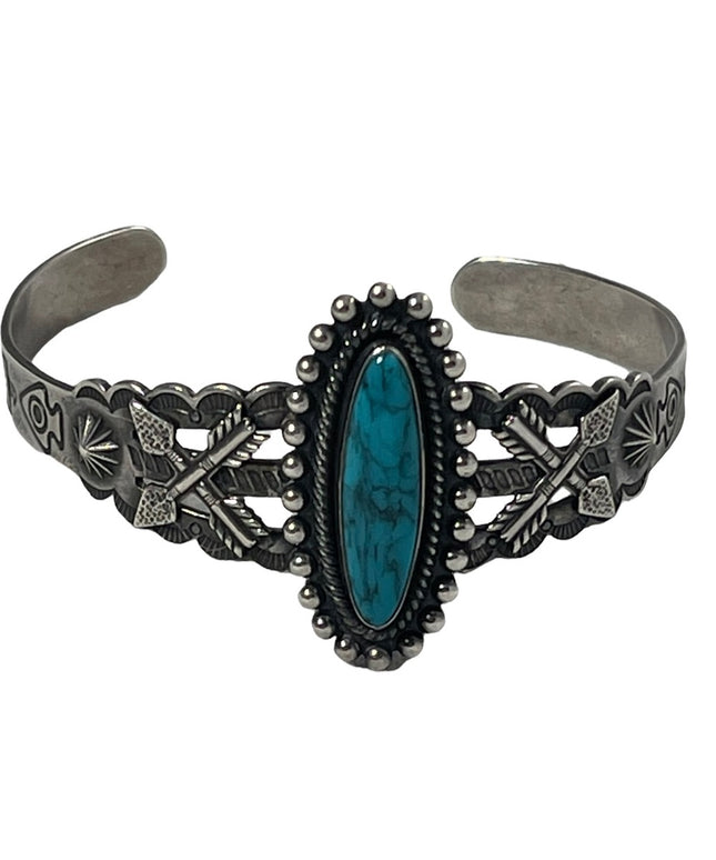 Vintage Sterling silver 925 Turquois Navajo southwestern Indian bangle bracelet