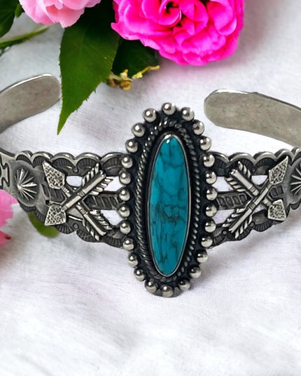 Vintage Sterling silver 925 Turquois Navajo southwestern Indian bangle bracelet
