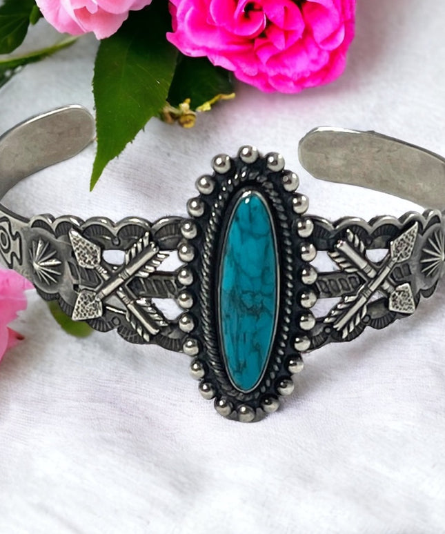 Vintage Sterling silver 925 Turquois Navajo southwestern Indian bangle bracelet
