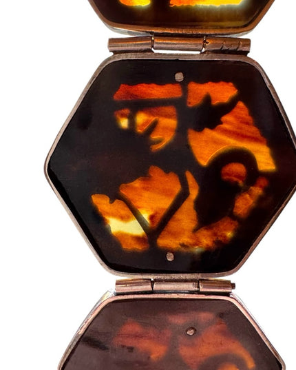 Vintage Djokja shadow puppet bracelet tortoise shell sterling silver 925…