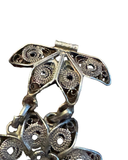 Antique Sterling silver 925 Filagree fancy flowner link art deco bracelet