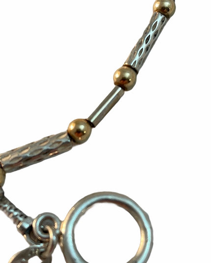 Zanfeld 14k gold & sterling silver fancy bead  bracelet 7”