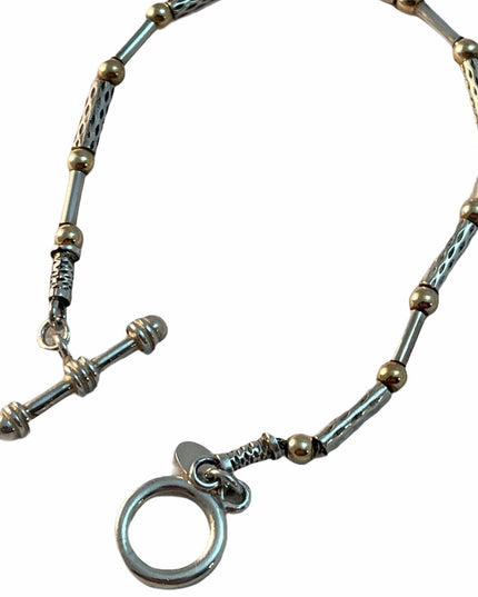 Zanfeld 14k gold & sterling silver fancy bead  bracelet 7”