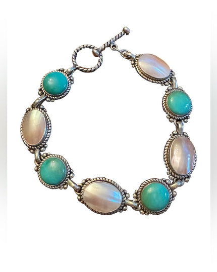 Carolyn Pollack .925 Silver MOP Turquoise Purity Promise Good Fortune Bracelet
