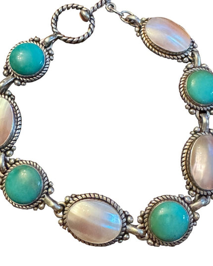 Carolyn Pollack .925 Silver MOP Turquoise Purity Promise Good Fortune Bracelet