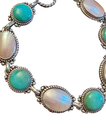 Carolyn Pollack .925 Silver MOP Turquoise Purity Promise Good Fortune Bracelet