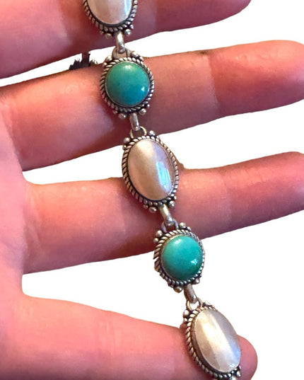 Carolyn Pollack .925 Silver MOP Turquoise Purity Promise Good Fortune Bracelet