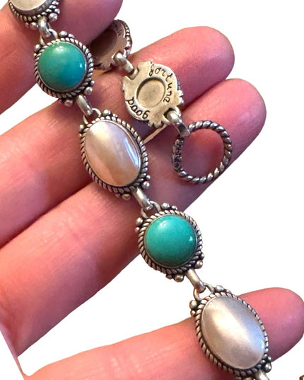 Carolyn Pollack .925 Silver MOP Turquoise Purity Promise Good Fortune Bracelet