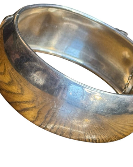 Vintage Silver Floral Etched floral Bangle Sterling Silver 925 B