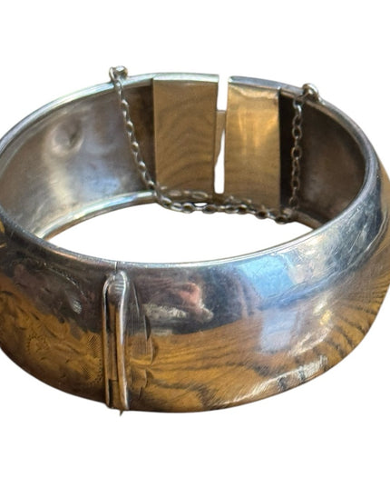 Vintage Silver Floral Etched floral Bangle Sterling Silver 925 B