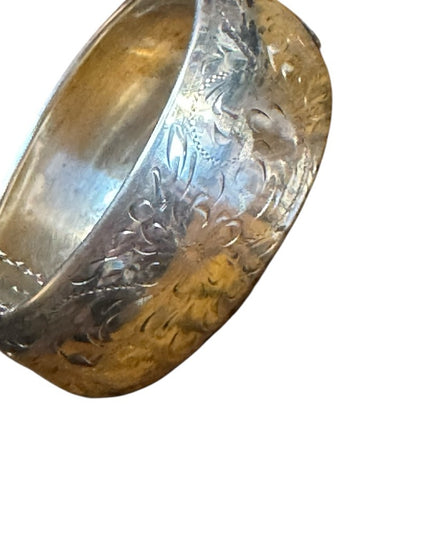 Vintage Silver Floral Etched floral Bangle Sterling Silver 925 B