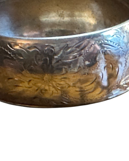 Vintage Silver Floral Etched floral Bangle Sterling Silver 925 B