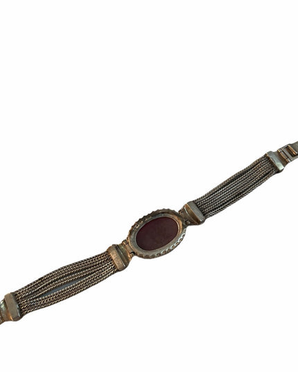 Vintage Sterling silver heavy bracelet carnelian