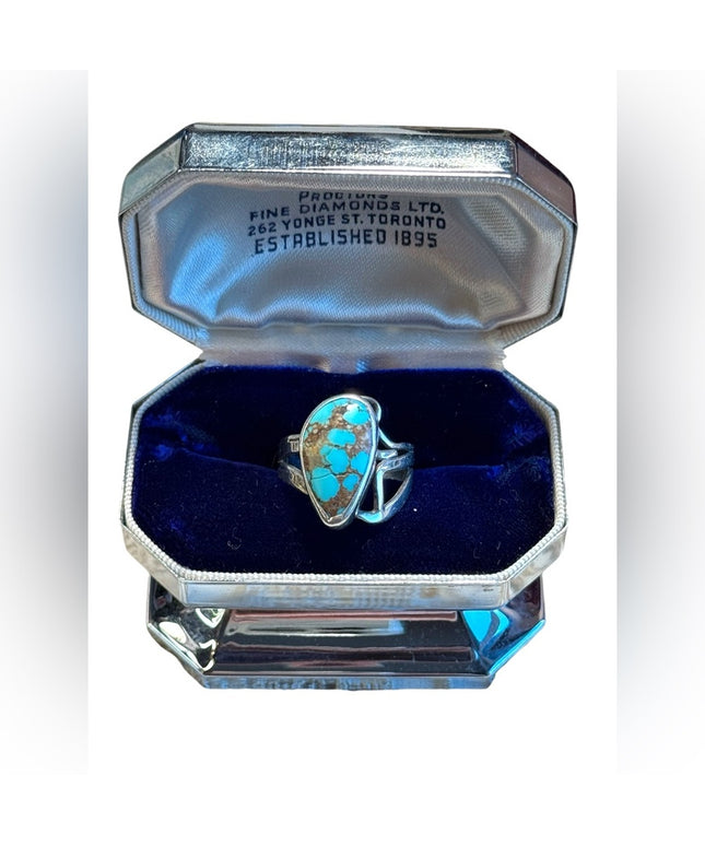 Vintage turquoise southwestern sterling silver 925 ring Navajo