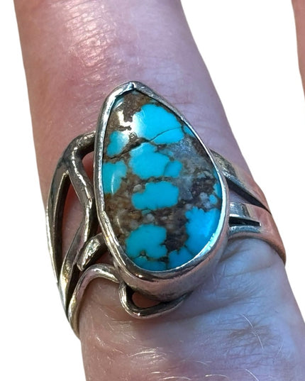 Vintage turquoise southwestern sterling silver 925 ring Navajo