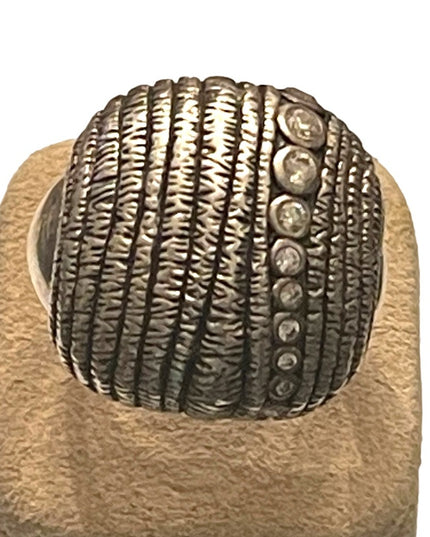 Vintage 1990s Silpada In the groove large domed ring with CZ steriing silver 925