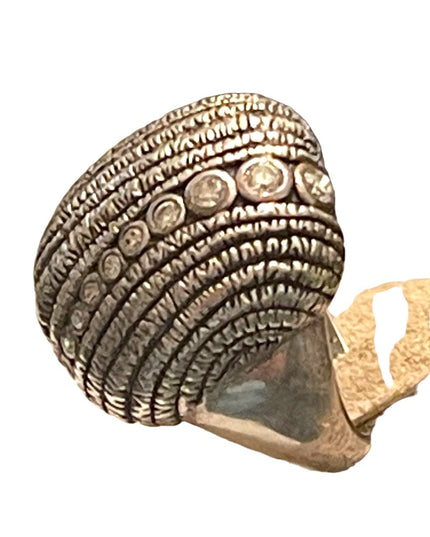 Vintage 1990s Silpada In the groove large domed ring with CZ steriing silver 925