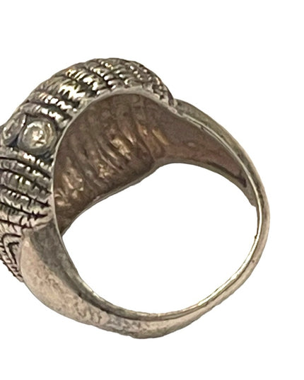 Vintage 1990s Silpada In the groove large domed ring with CZ steriing silver 925