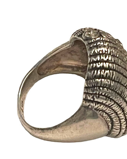 Vintage 1990s Silpada In the groove large domed ring with CZ steriing silver 925