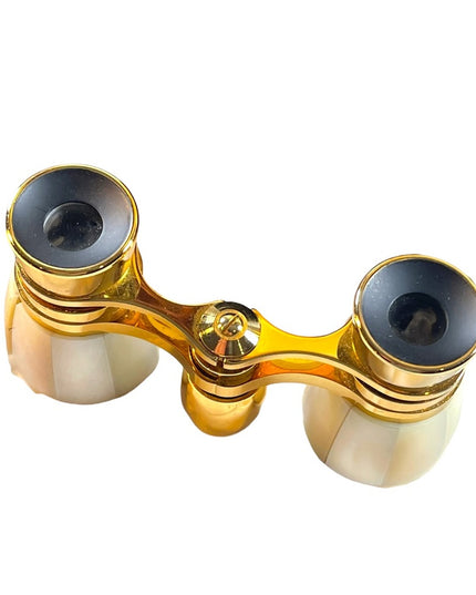 Vintage high glass gold finish Mother of pearl Opera glasses with box & case