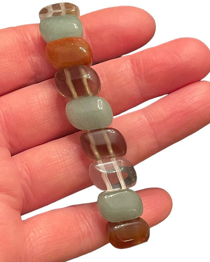 Lovely Multi gemstone chunky stretchy bead bracelet tigereye amethyst quartz