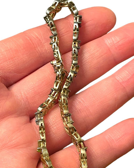 Sterling silver 925 gold plt Simulated multi gemstone link tennis bracelet
