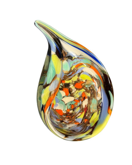 Multicolor Glass Tear Drop Art Sculpture Bowl Handblown Decorative Accent
