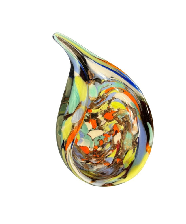 Multicolor Glass Tear Drop Art Sculpture Bowl Handblown Decorative Accent