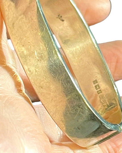 Antique Sterling silver 925 Victorian etched bangle JG LTD Euro markings lion