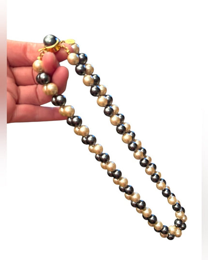 JOAN RIVERS VINTAGE CREAMY & TAHESIAN COLOURFUL DOUBLE STRAND GLASS PEARLS