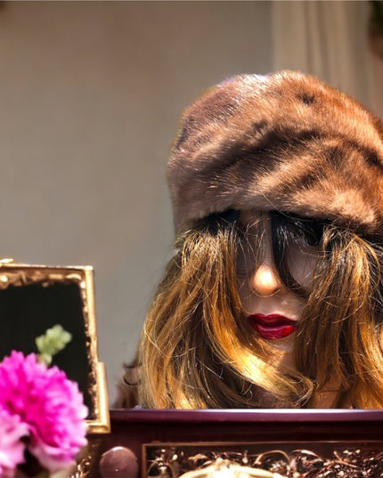 Vintage Brown Mink Fur hat 20”