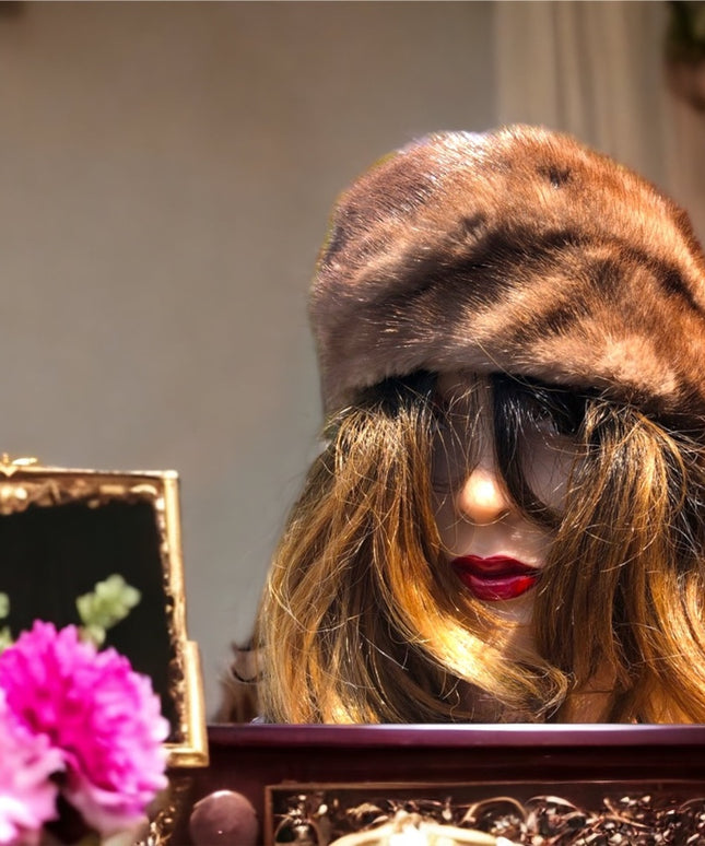 Vintage Brown Mink Fur hat 20”