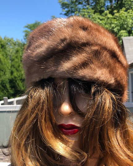 Vintage Brown Mink Fur hat 20”
