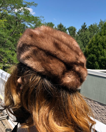 Vintage Brown Mink Fur hat 20”