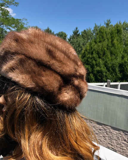Vintage Brown Mink Fur hat 20”
