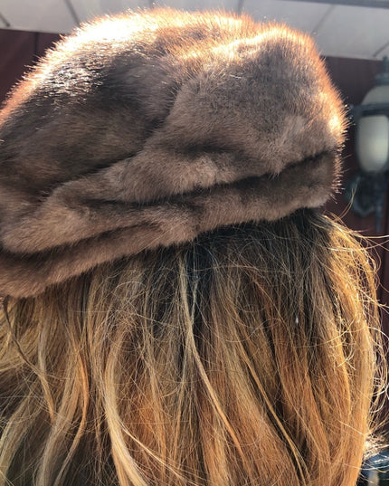 Vintage Brown Mink Fur hat 20”
