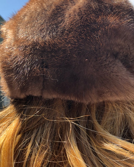Vintage Brown Mink Fur hat 20”