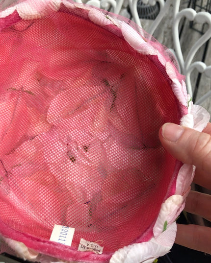 Vintage 1960s Flower hat pink sz small PILL BOX