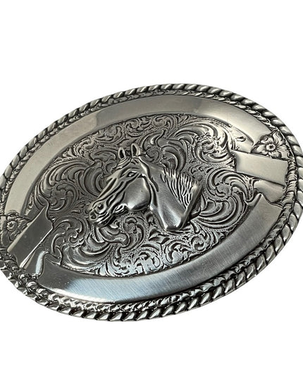 Vintage silver CRUMRINE collectible rare Horse head belt buckle LARGE