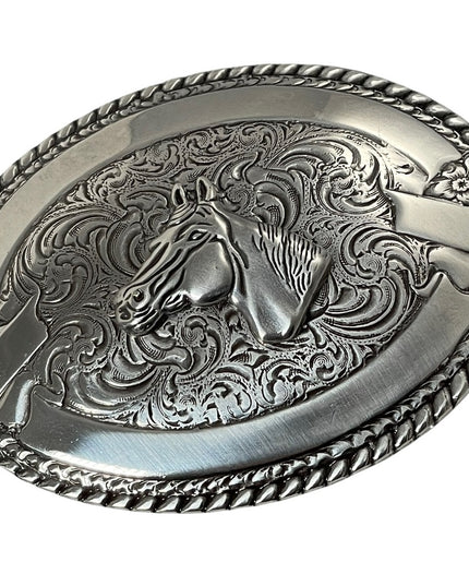Vintage silver CRUMRINE collectible rare Horse head belt buckle LARGE