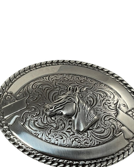 Vintage silver CRUMRINE collectible rare Horse head belt buckle LARGE