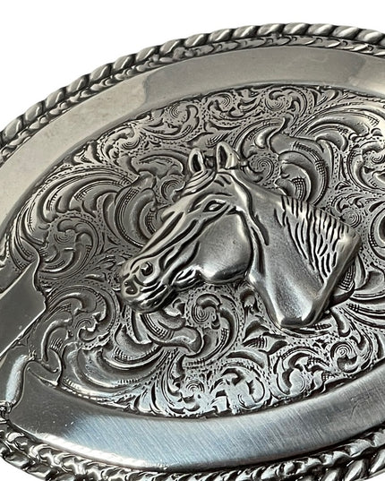 Vintage silver CRUMRINE collectible rare Horse head belt buckle LARGE