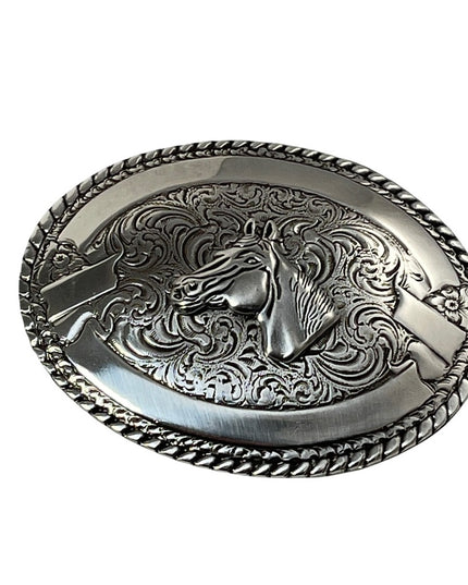 Vintage silver CRUMRINE collectible rare Horse head belt buckle LARGE