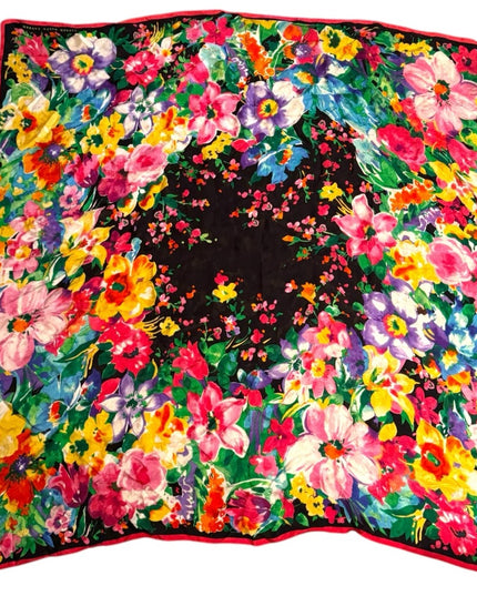 Lauren Ralph Lauren Black and Red Floral Silk Scarf