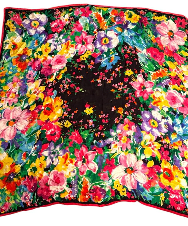 Lauren Ralph Lauren Black and Red Floral Silk Scarf