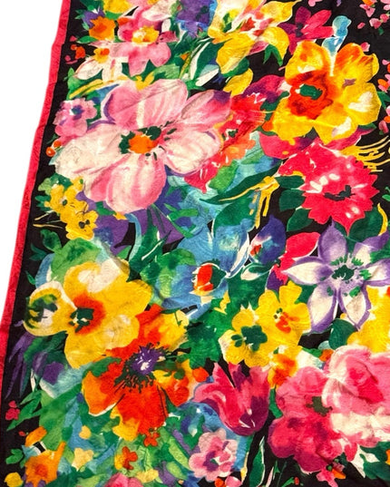 Lauren Ralph Lauren Black and Red Floral Silk Scarf