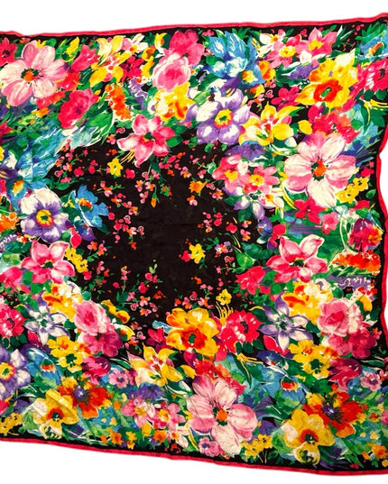 Lauren Ralph Lauren Black and Red Floral Silk Scarf