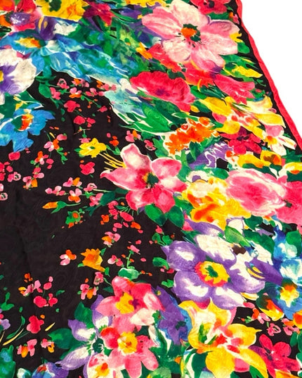 Lauren Ralph Lauren Black and Red Floral Silk Scarf