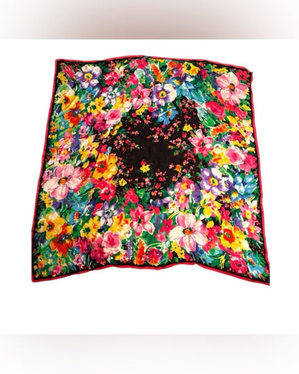 Lauren Ralph Lauren Black and Red Floral Silk Scarf