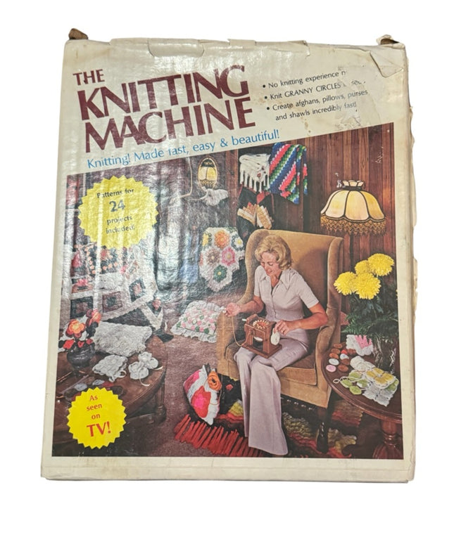Vintage 1975 Mattel "The Knitting Machine" original packaging With book & yarn